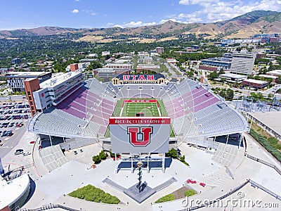 Rice Eccles Stadium aerial view Salt Lake City, Utah, USA Stock Photo